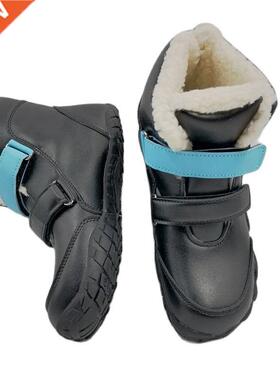 ZZ kids shoes Children Barefoot Winter Boots Soft Leather Pl