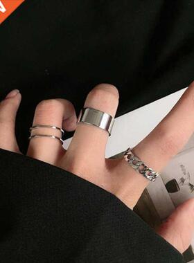 LATS Punk Metal Geometry Circular Punk Rings Set Opening Ind