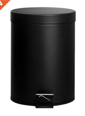 Trash Can,5 Liter Trash Can Iron Pedal Cylinder with Cover F