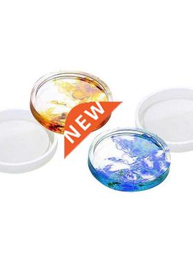4 Pack Round Silicone Coaster Molds,Clear Epoxy Molds for Ca