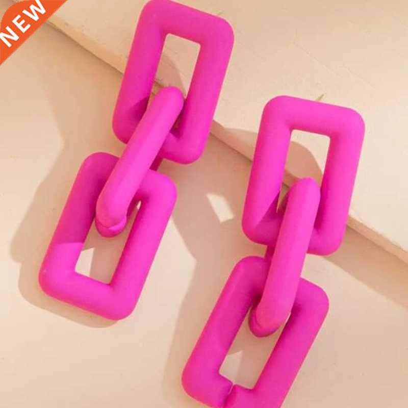 New Simple Solid color Acrylic Chain Drop Earrings For Woman