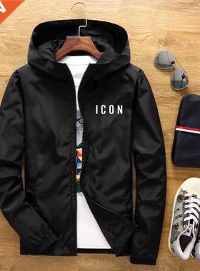ICON new men's casual hooded bomber jacket spring an