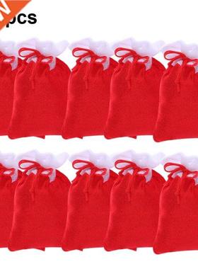 10 Pieces Drawstring Bags Christmas Gift Wrapping Pouches Xm