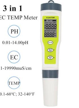 portable Digital Tester Pen Type pH EC TEMP Meter Acidometer