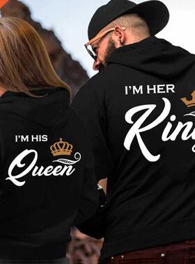 Printing Her King His Queen Lover Hoodies Harajuku Womens Cl