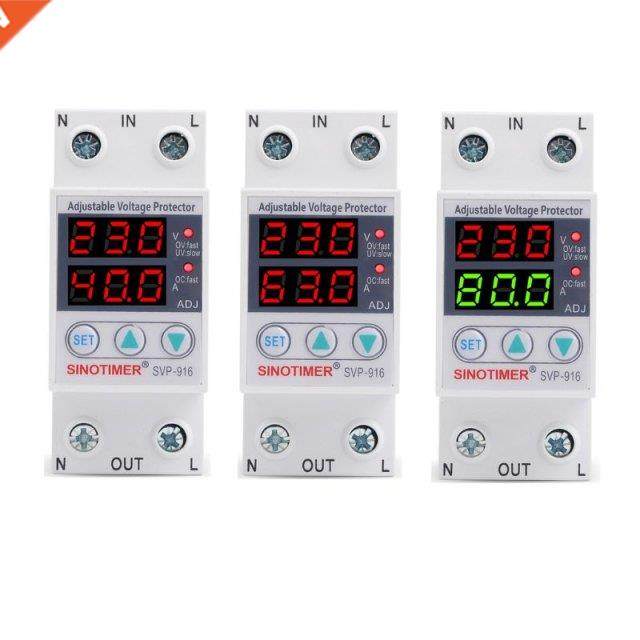 SVP916 Adjustable Voltage Surge Protector Relay 220V 40/63/8