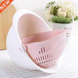 Bowl Rice Washing Double Sink Basket Kitchen Strainer Drain
