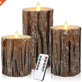 Top-Flameless Candles Cedar-Bark Drpless Real Wax LED Plla