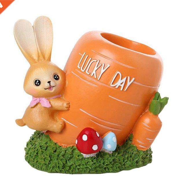 Rabbit Carrot Resin Pen Holder Pencil Holder for Desk Organi