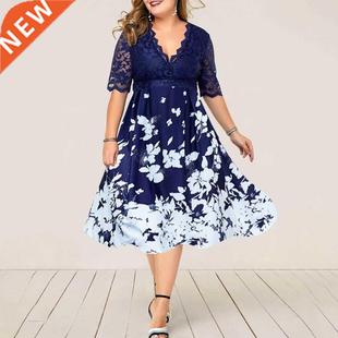 fat plus women big for 4XL dress size ladies floral 6XL
