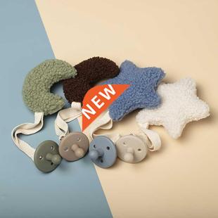 Handmade Baby Pacifier Clip Sherpa Star Moon Infant Newborn
