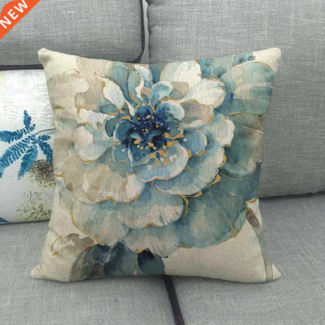 45*45cm Pillow Case Flowers Birds Cushion Cover Flax Throw P