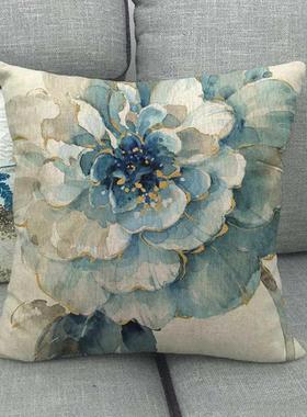 45*45cm Pillow Case Flowers Birds Cushion Cover Flax Throw P