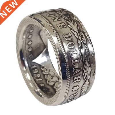 Morgan Silver Dollar Coin Ring 'Heads' Silver Plated Handmad