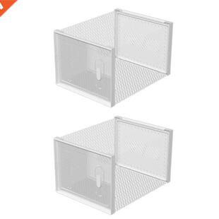 2pcs Shoe Boxes Clear Plastic Stackable Shoe Box Storage Con
