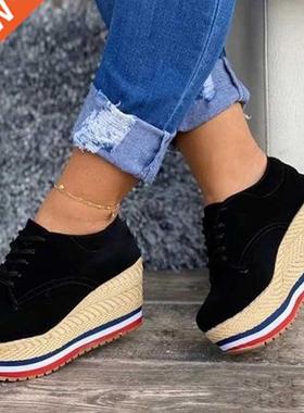 Vulcanize Shoes Women Sneakers Lies Solid Color Wedge Thic