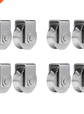 8Pcs 2 Inch V Type Pulley Roller 304 Stainless Steel Sliding