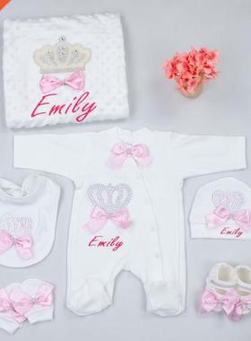 Personalized Suit Girl Baby Rompers Newborn Blanket Name Emb