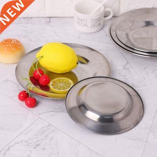 Dinner Plate Dish Stainless Food Round Tray Container Steel