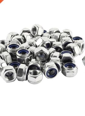 50 Pcs 304HC A2 70 Hex Nylock Lock Nut M8 8mm
