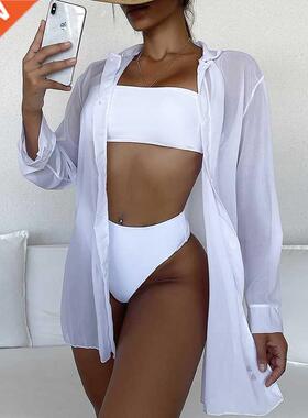 Hot 2022 Chiffon Tunics for Beach Women Swimsuit Cover-ups W