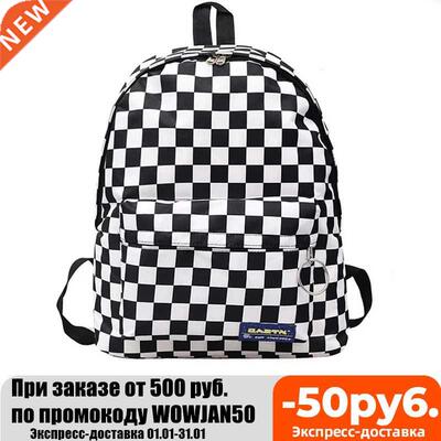 2022 Unisex Plaid Nylon Female Travel Daypack Laptop Backpac