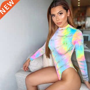 Print Bodycon New Tie Winter Dye Autumn Fashion Bodysuits
