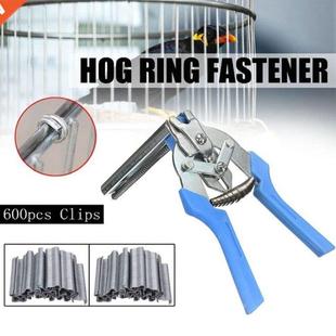 Hog Ring Plier Fastening Clamp Poultry Cage Plier with 600pc
