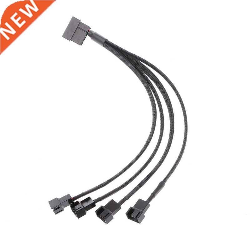 4-Pin Molex Male To 4x 3-Pin/4-Pin PWM Male Sleeved Fan Exte