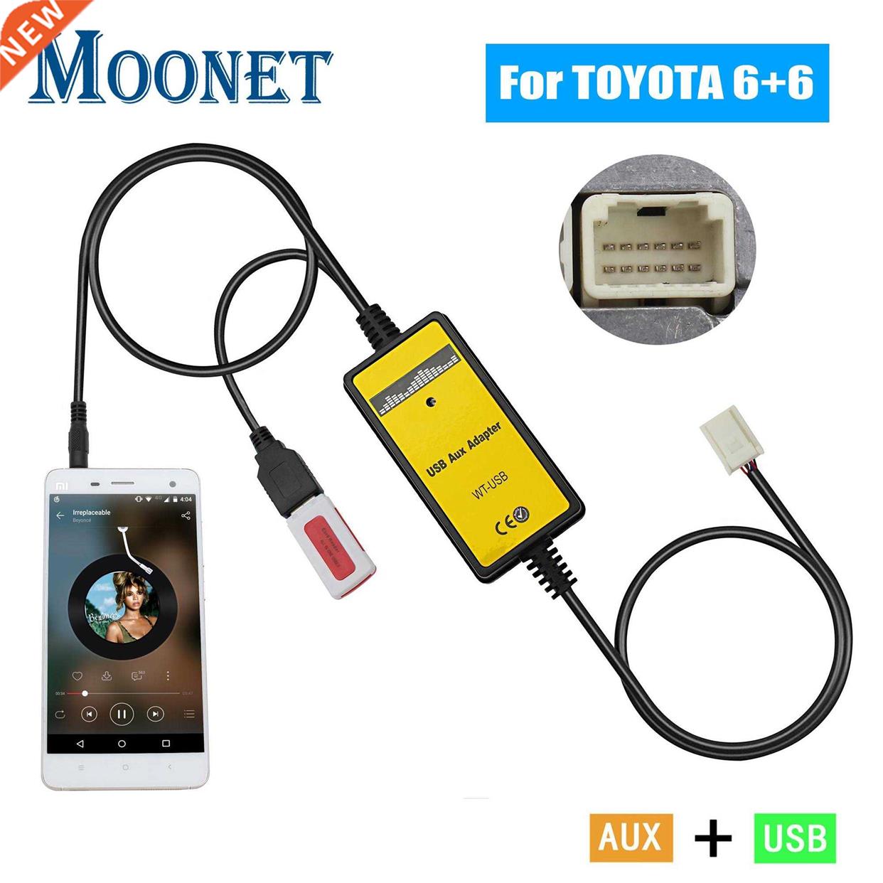 Moonet Car MP3 USB AUX Adapter 3.5mm AUX nterface CD Chang