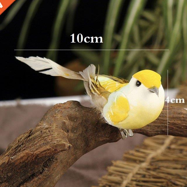 6*Fake Feather Brd Xmas Tree Decor Perched Woodland Brds D