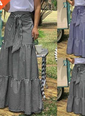 Women Long Maxi Skirts Celmia 2022 Autumn Vintage High-Waist