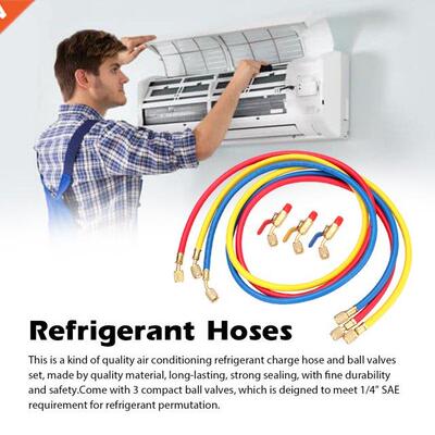 R134A R12 R22 Air Conditioning Refrigerant Charge Hose 1/4&#