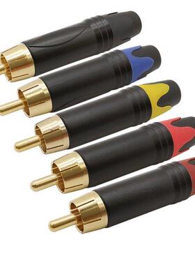 2Pcs Gold Plated RCA Male Plug Connector Solderng Audo Spe