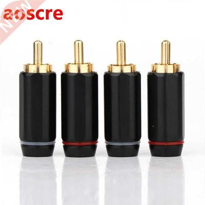 4pcs Gold Plated RCA Connector Audiophile Plug Audio Phono h