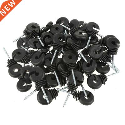 50 Pcs Black Screw In Ring Insulators Fence Accessories For