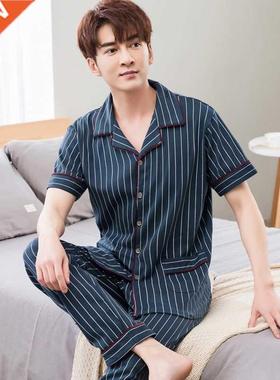 New pajamas for men's summer % cotton short-sleeved trous