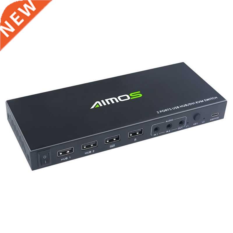 AIMOS 2-Port DVI KVM Switch with Audio Support 4K60HZ Resolu