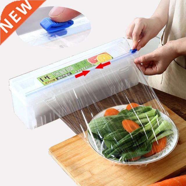 Cling Film Cutter Plastic Food Wrap Dispenser With Slide Cut