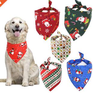 2021 New Christmas Dog Bandanas Large Pet Scarf Pet Bandana