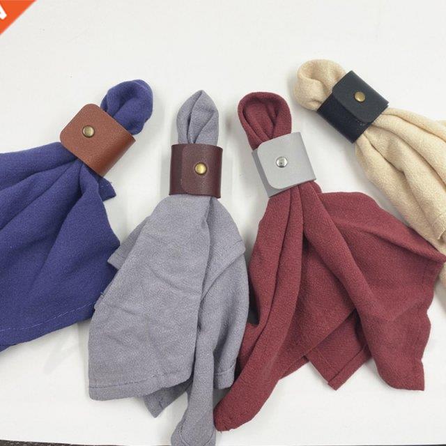 Leather Napkin Rings Set of 4, Handmade Rustic Napkin Holder