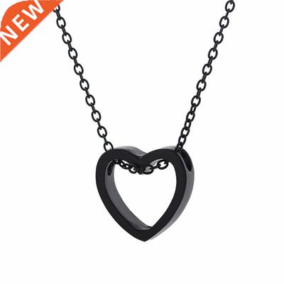 Fashion Heart Necklace For Women Black Gold Sliver Color Met