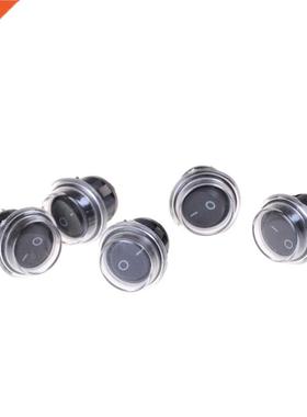 5pcs Boat Rocker Switch Round Black KCD2 2Pin 2File Seesaw S