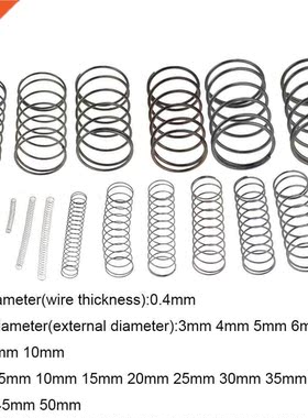 10PCS 0.4*3 4 5 6 7 8 9 10mm*5-50mm Spring Steel Small Compr