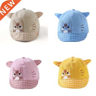 Baby Baseball Embroidery Plaid Cat Print Cute Cartoon Cap