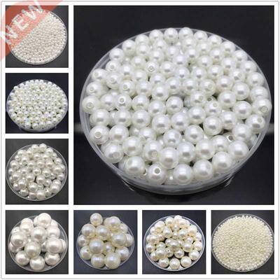 4mm-20mm White Ivory Imitation Pearls Round Pearl Spacer Loo