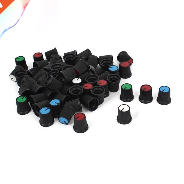 60 Pcs 6mm Knurled Shaft Assorted Color Potentiometer Rotary