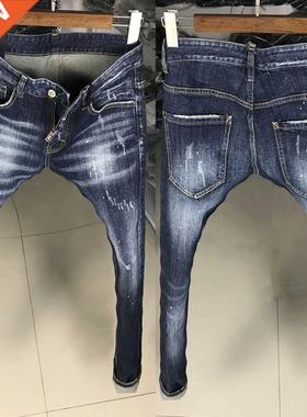 talan Fashon Men Jeans Hgh Qualty Retro Dark Blue Elast