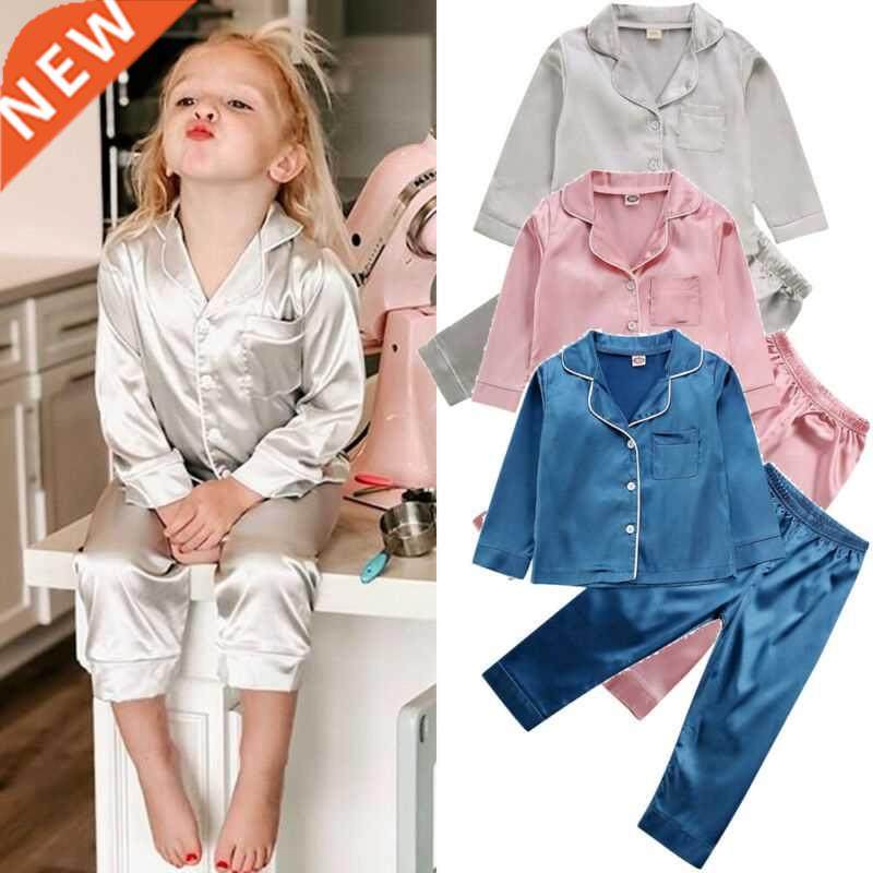 Childrens Kids Pyjamas Silk Satin ops Pant Autumn Winter Lon
