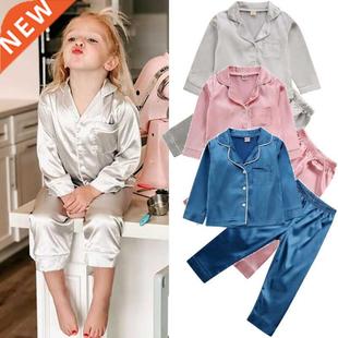 Childrens Kids Pyjamas Silk Satin ops Pant Autumn Winter Lon